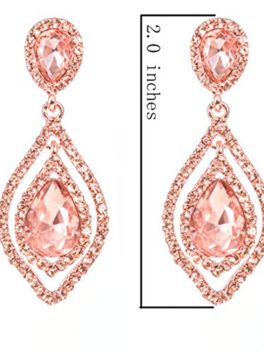 New - Women Pear Shape Crystal Earrings Dangle Teardrop Rhinestone Chandelier - Picture 3 of 3